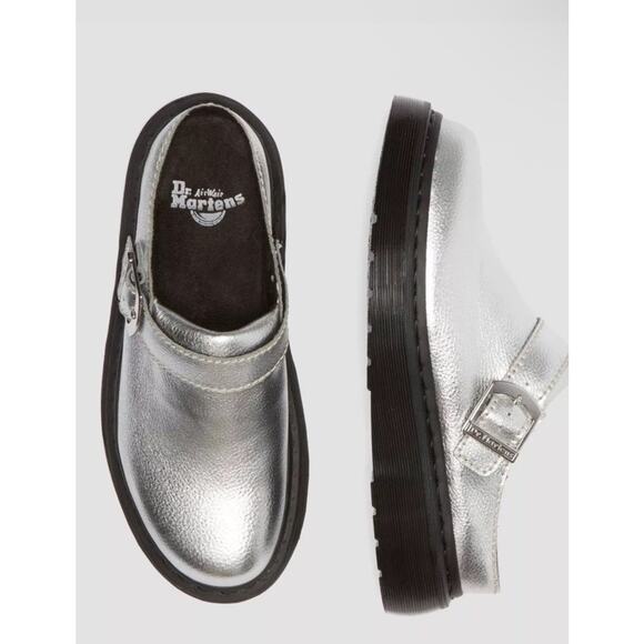 NEW DR.MARTENS LAKETEN SLINGBACK MULE SILVER METALLIC GRAY L8/M7 - Picture 7 of 8